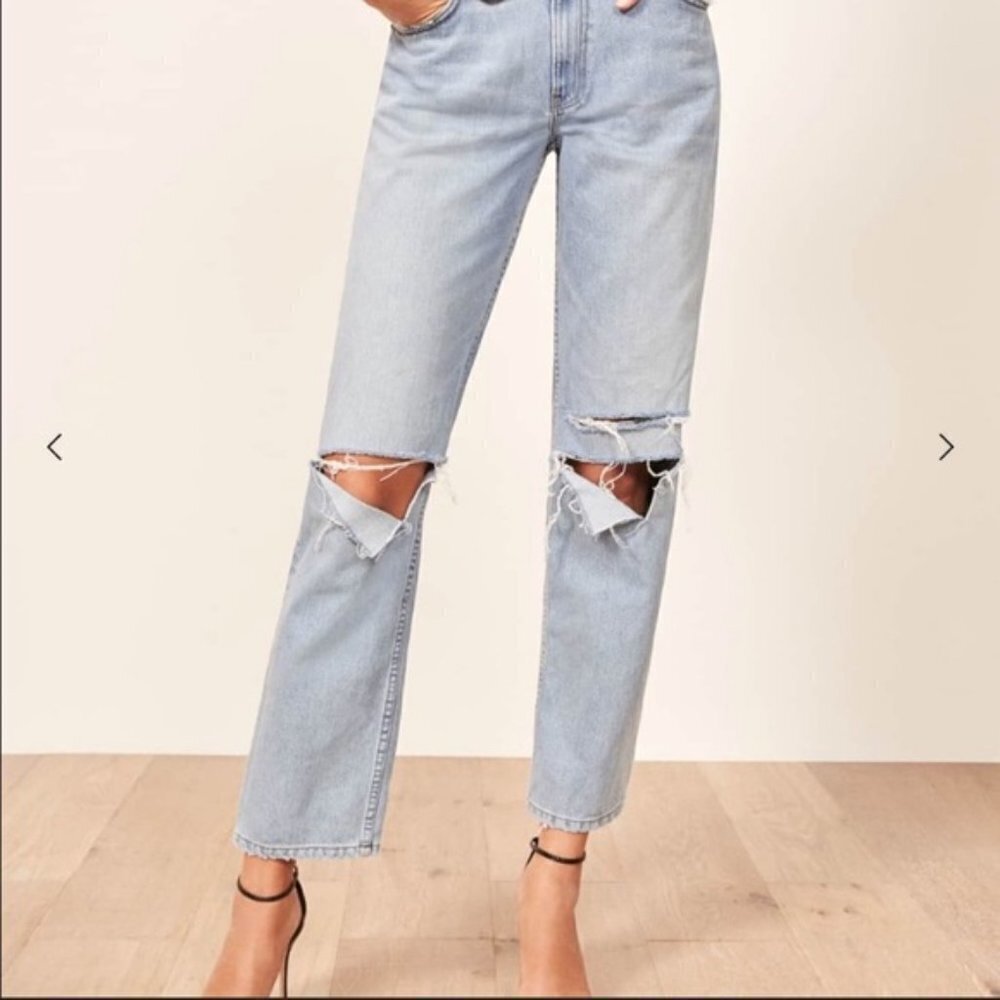 Reformation Dawson Relaxed Jean in Skye Destroyed size 25 NWT - Picture 3 of 10